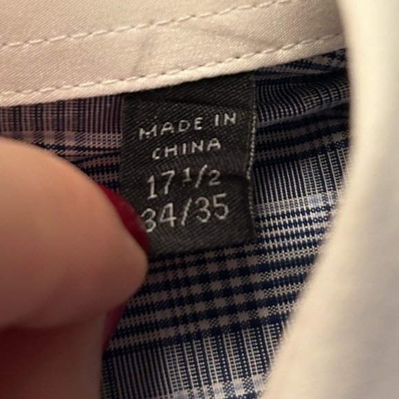 Plaid Contrast Collar Dress Shirt - Picture 3 of 7